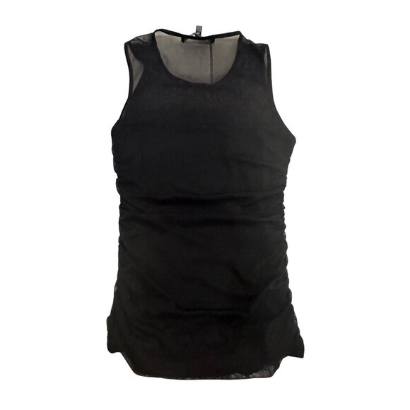WHITE HOUSE BLACK MARKET WHBM Black Sheer Ruched Tank Top Size XS - Picture 2 of 5